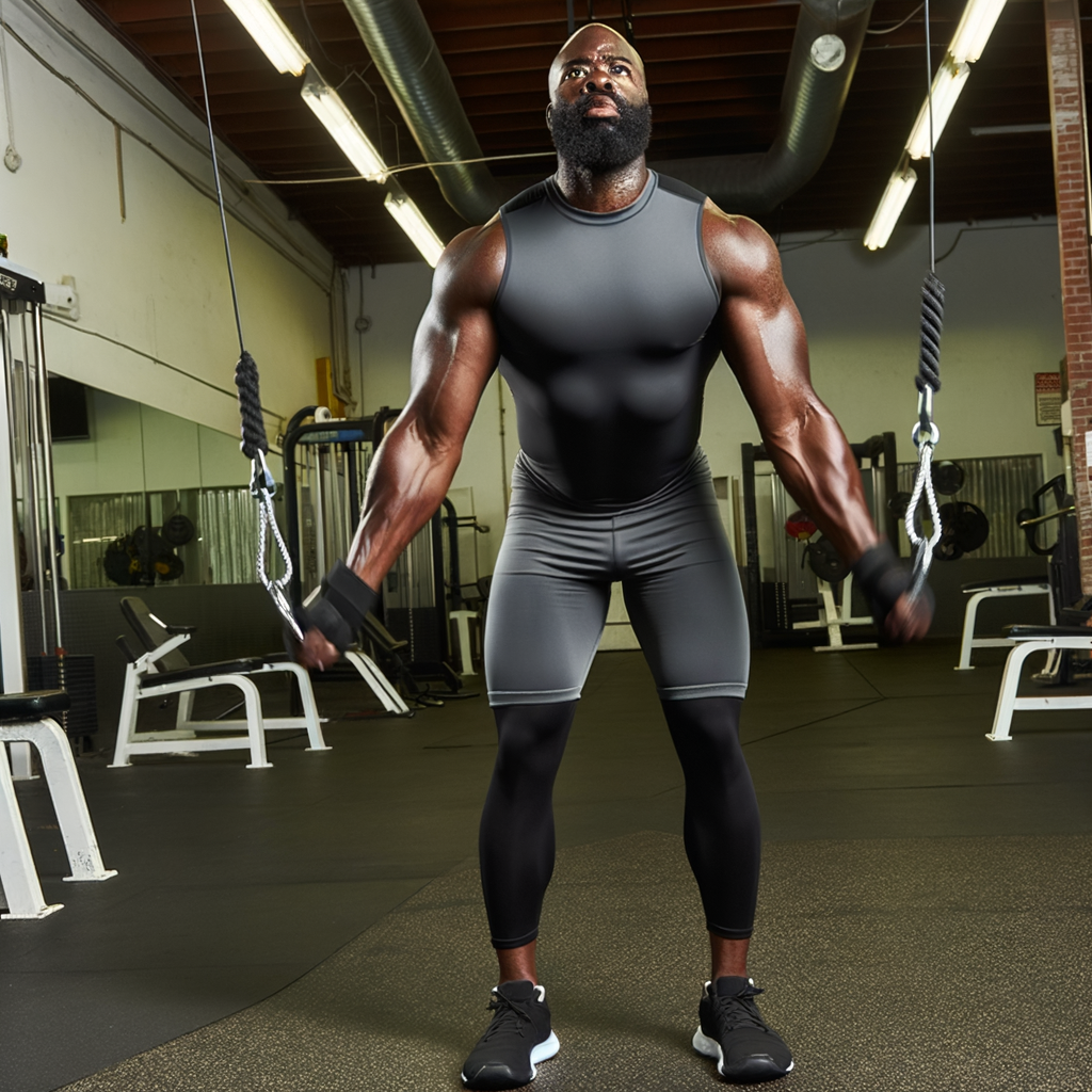 cable front raises (rope attachment)